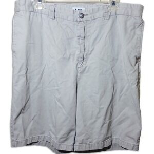 HB Mens Chino Shorts Khaki Tan Flat Front Casual Cotton Classic Size 40 Long